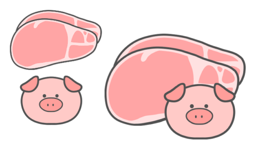 【食べ物・お肉】豚肉のかわいいフリーイラスト