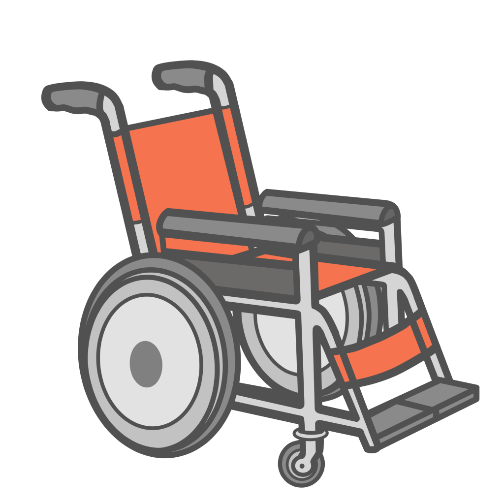 オレンジ色の車椅子のフリーイラスト