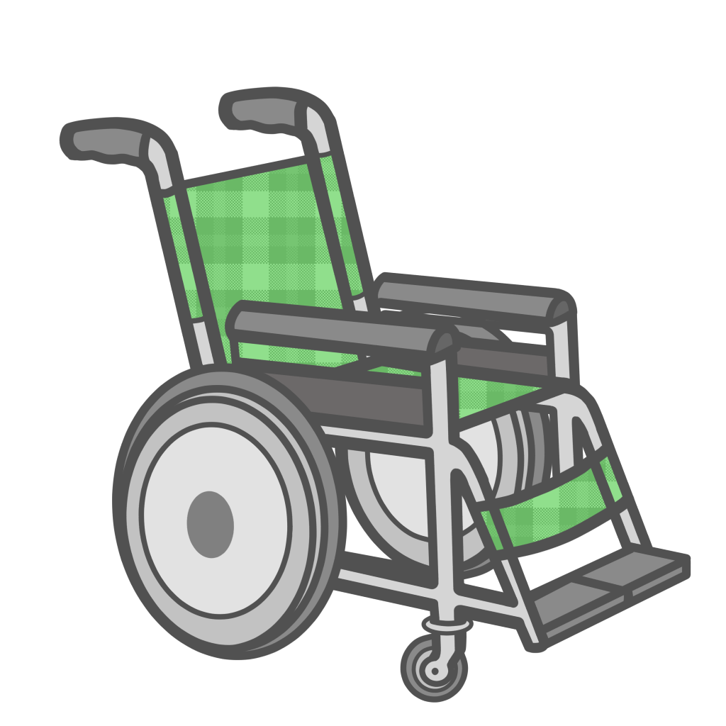 オレ緑色の車椅子のフリーイラスト