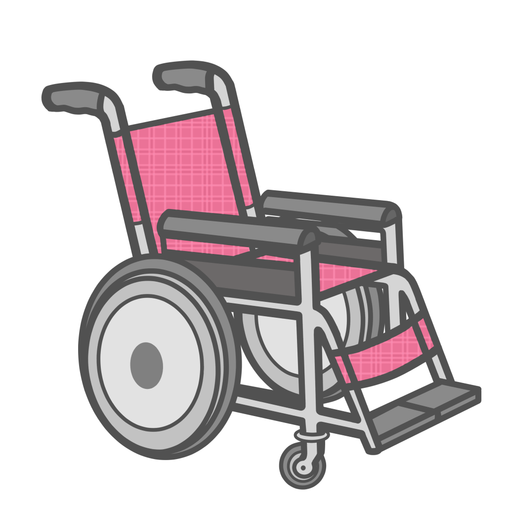 ピンク色の車椅子のフリーイラスト