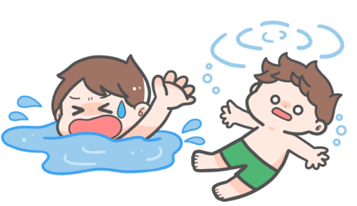 【生活・安全・防災】溺れる子ども（本能的溺水反応）のフリーイラスト