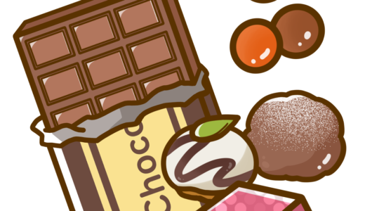 【食べ物・お菓子】色々なチョコレートのお菓子のかわいいフリーイラスト