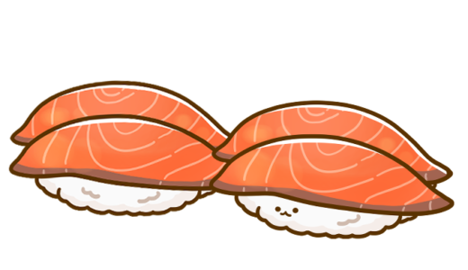 【食べ物・寿司】サーモンのお寿司のかわいいフリーイラスト
