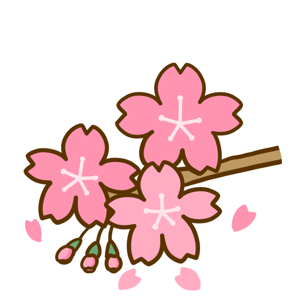植物 花 春 桜の花の枝のかわいいフリーイラスト フタバのフリーイラスト