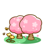 【植物・花・春】桜並木のかわいいフリーイラスト