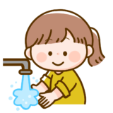 【生活・医療・人】子どもが手洗いをしている かわいいフリーイラスト