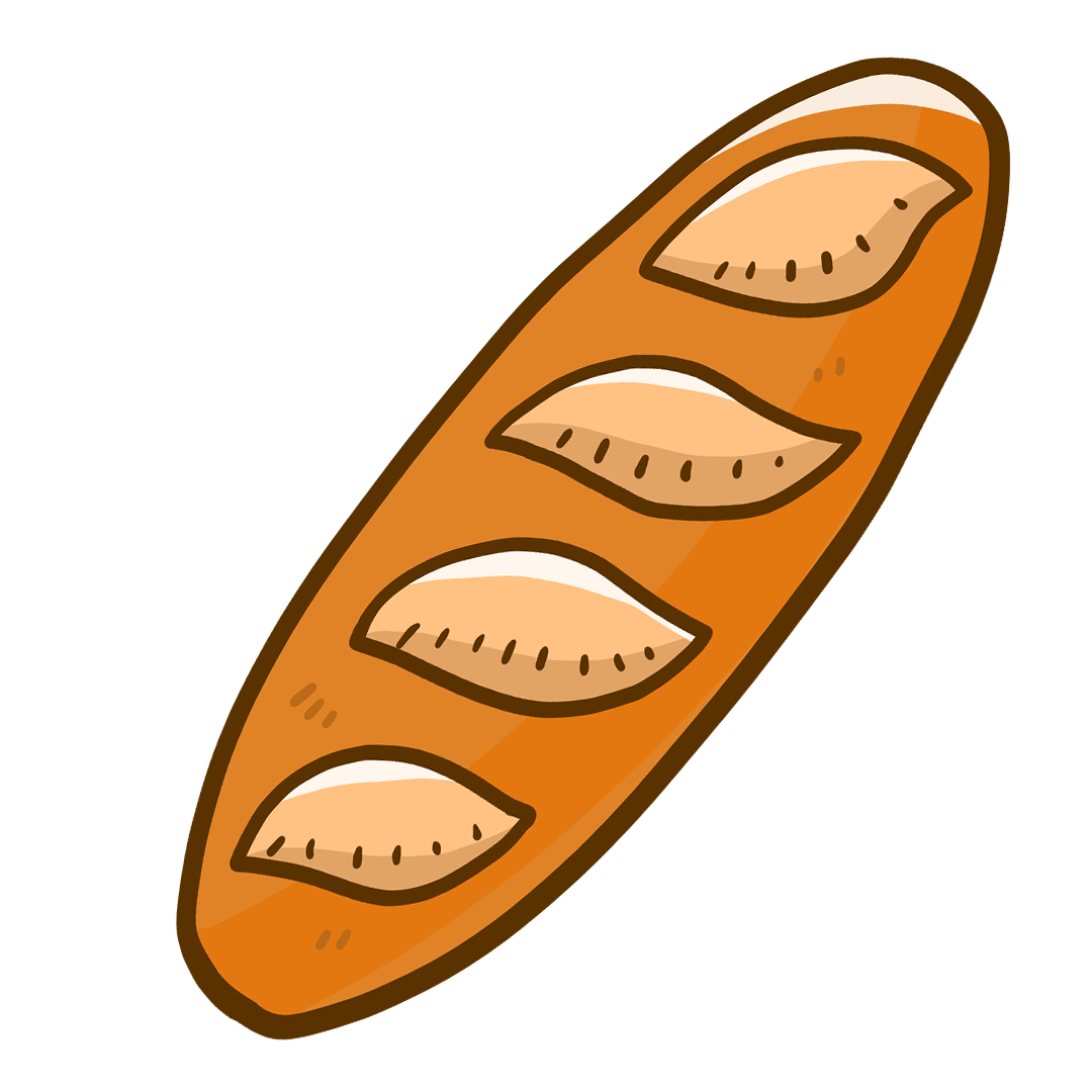 食べ物 パン フランスパンのかわいいフリーイラスト フタバのフリーイラスト