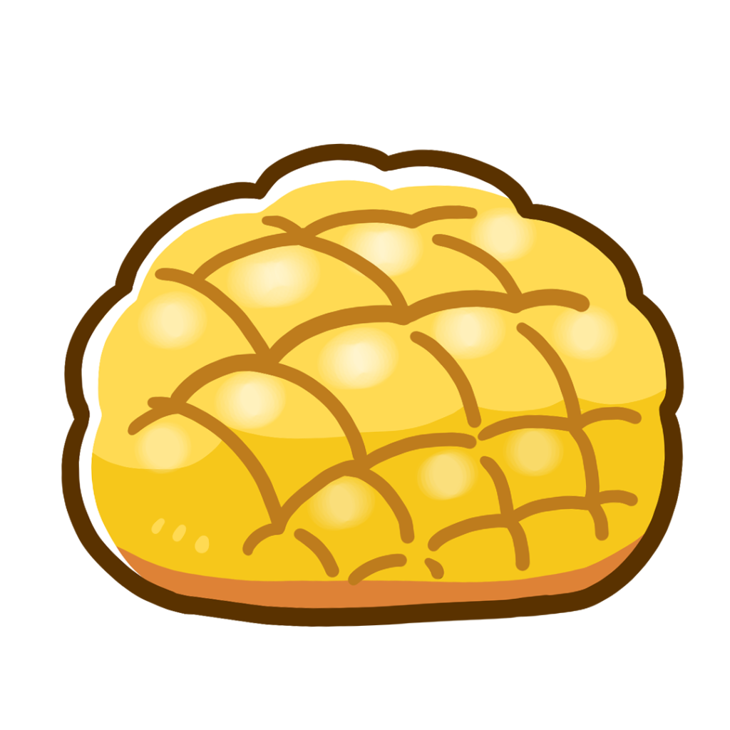 食べ物 パン メロンパンのかわいいフリーイラスト フタバのフリーイラスト