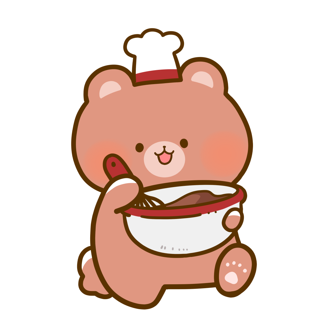 生活・動物】お菓子を作っているクマさんのかわいいフリーイラスト  