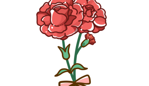 【生活・春・植物】カーネーションの花束のかわいいフリーイラスト
