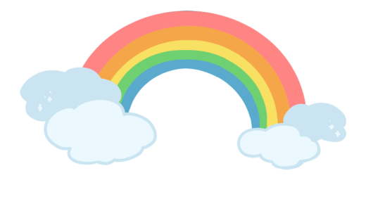 【生活・天気】虹（レインボー）と雲のかわいいフリーイラスト
