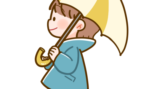 【生活・梅雨・人】傘を差した男の子のかわいいフリーイラスト