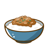 【栄養・食べ物・ごはん・豆類】納豆ご飯のかわいいフリーイラスト