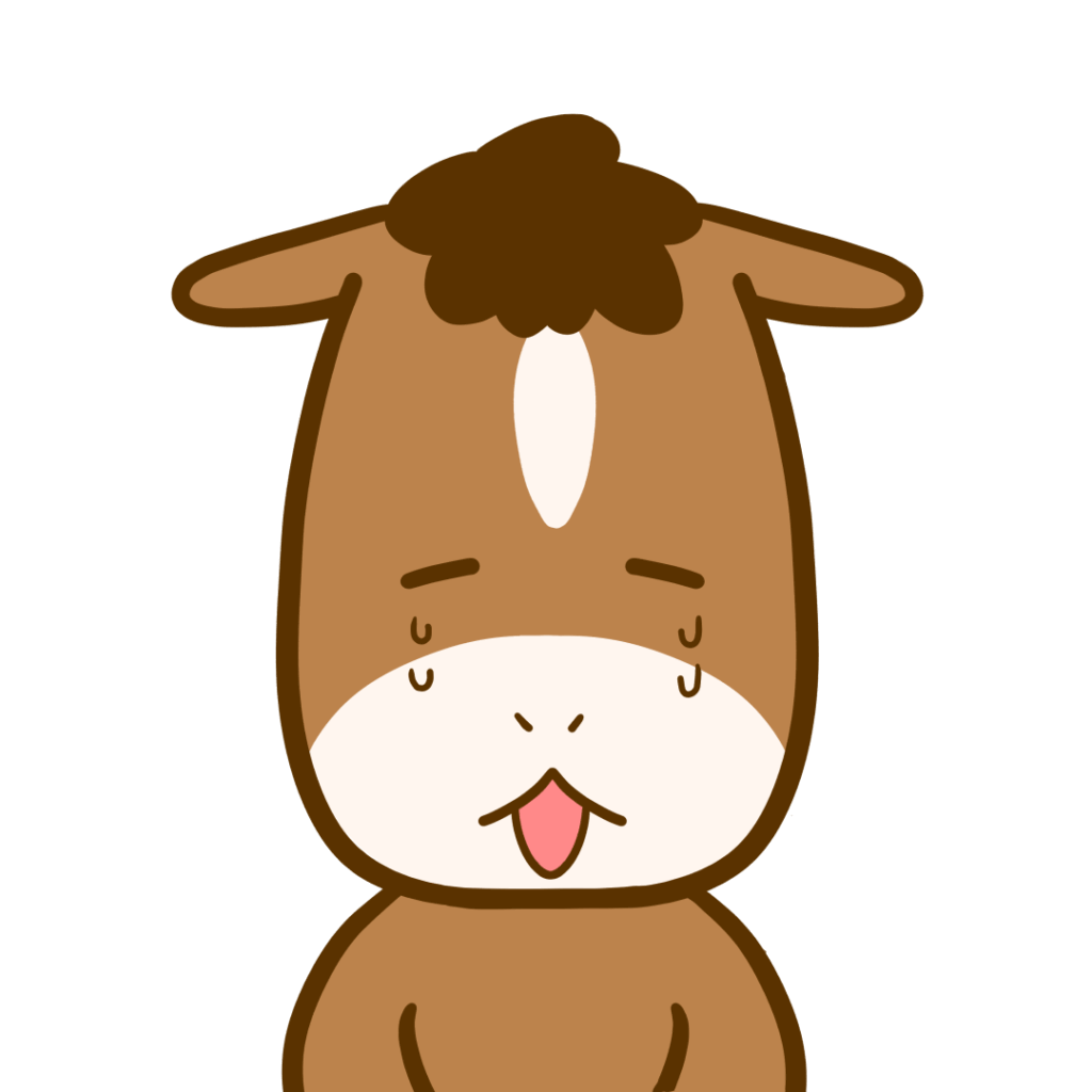 生活・動物・干支】悲しい表情のうまさん（馬・午）のかわいいフリー