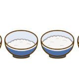 【栄養・食べ物・ごはん】色々な量のごはんのかわいいフリーイラスト