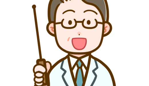 【医療・人】棒で指して説明をしているお医者さん のかわいいフリーイラスト