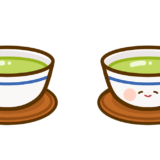 【栄養・食べ物・飲み物】湯呑に入った緑茶のかわいいフリーイラスト