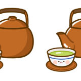 【栄養・食べ物・飲み物】お茶と急須のかわいいフリーイラスト