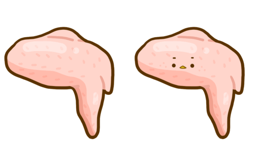 【栄養・食べ物・肉類】鶏手羽（生）のかわいいフリーイラスト