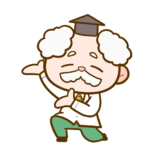 【生活・人】丁寧に指をさしている博士のかわいいフリーイラスト