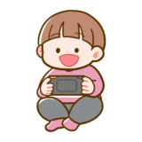 【生活・人・こども】携帯ゲーム機で遊ぶ男の子のかわいいフリーイラスト