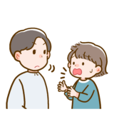 【生活・その他・人・動物・こども】熊と出会った時の約束 大人に知らせる様子のフリーイラスト