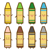 【生活・道具・物】クレヨンのキャラクターのかわいいフリーイラスト