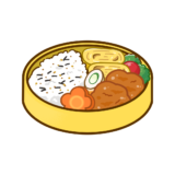 【栄養・食べ物・料理】ふりかけがかかったお弁当のかわいいフリーイラスト